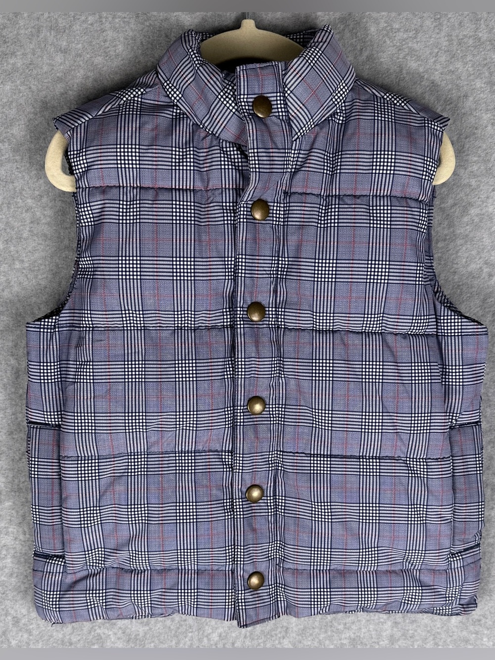 Janie and Jack Boys 3-4 Plaid Puffer Vest Preppy Quilted Snap Front